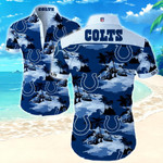 Nfl Indianapolis Colts Hawaiian Shirt Summer Button Up Shirt For Men Beach Wear Short Sleeve Hawaii Shirt