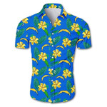 Los angeles chargers tropical flower Hawaiian Shirt White Men Women Beach Wear Short Sleeve Hawaii Shirt
