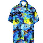 Mens Beach button down Hawaiian Mens Front Pocket Aloha Hawaiian Tropical Men Women Beach Wear Short Sleeve Hawaii Shirt