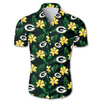 NFL green bay packers tropical flower Hawaiian Shirt White Men Women Beach Wear Short Sleeve Hawaii Shirt