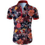 Nfl Apparel San Francisco 49ers Hawaiian Shirt Tropical Flower Short Sleeve Summer Button Up Shirt For Men Beach Wear Short Sleeve Hawaii Shirt