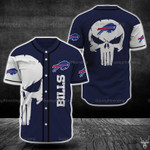 Buffalo Bills Skull Baseball Shirt, NFL Team Baseball Jervey Shirt - Baseball Jersey LF
