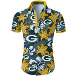 Nfl Apparel Green Bay Packers Hawaiian Shirt Tropical Flower Short Sleeve Summer Button Up Shirt For Men Beach Wear Short Sleeve Hawaii Shirt
