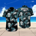 Philadelphia eagles sugar skull floral Hawaiian Shirt White Men Women Beach Wear Short Sleeve Hawaii Shirt