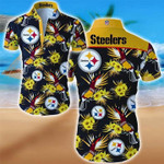 Nfl Pittsburgh Steelers Hawaiian Shirt Summer Button Up Shirt For Men Beach Wear Short Sleeve Hawaii Shirtens Summer Button