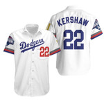 Los Angeles Dodgers Kershaw 22 2020 Championship Golden Edition White Jersey Inspired Style Hawaiian Shirt