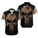 Camouflage Skull Los Angeles Rams American Flag Hawaiian Shirt