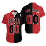 Personalized Chicago Bulls Any Name 00 90s Throwback Split Edition Red Black Jersey Inspired Style Hawaiian Shirt