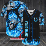 NFL Indianapolis Colts Skull Fire 3D  Baseball Shirt - Baseball Jersey LF