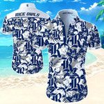 Rice Owls Hawaiian Shirt Summer Button Up Shirt For Men Beach Wear Short Sleeve Hawaii Shirt