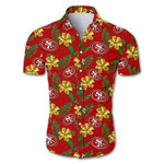 NFL san francisco 49ers tropical flower Hawaiian Shirt White Men Women Beach Wear Short Sleeve Hawaii Shirt