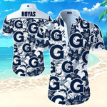 Georgetown Hoyas Hawaiian Shirt Summer Button Up Shirt For Men Beach Wear Short Sleeve Hawaii Shirt