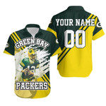 Green Bay Packers Aaron Rodgers 12 Illustrated For Fans Personalized Hawaiian Shirt