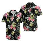 Baby Yoda Hugging Coconuts Seamless Tropical Colorful Flowers On Black Hawaiian Shirt