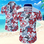 Mlb Boston Red Sox Hawaiian Shirt Summer Button Up Shirt For Men Beach Wear Short Sleeve Hawaii Shirt