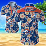 Oklahoma City Thunder Hawaiian Shirt Summer Button Up Shirt For Men Beach Wear Short Sleeve Hawaii Shirt