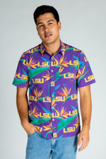 The Louisiana Luau | Purple Floral LSU Hawaiian Shirt