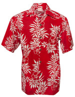 Mini Tahitian Mens Hawaiian Aloha Shirt in Red & White