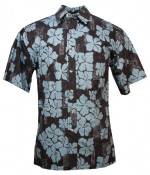 Manoa Reversed Print Mens Hawaiian Aloha Shirt in Black