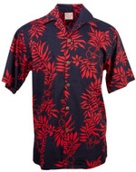 Mini Tahitian Mens Hawaiian Aloha Shirt in Navy & Red
