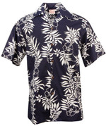 Mini Tahitian Mens Hawaiian Aloha Shirt in Navy & White