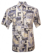 Ukulele Blocks Reversed Print Mens Hawaiian Shirt in Black