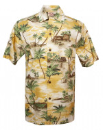 Island Hut Mens Tropical Hawaiian Aloha Shirt in Yellow