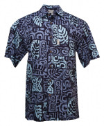 Tapa Blocks Mens Hawaiian Aloha Shirt in Blue