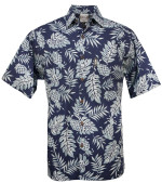 Pineapple Pareau Mens Hawaiian Aloha Shirt in Blue