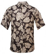 Pineapple Pareau Reversed Print Mens Hawaiian Aloha Shirt in Black