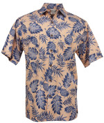 Pineapple Pareau Mens Hawaiian Aloha Shirt in Coral