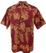 Mini Tahitian Pullover Mens Hawaiian Aloha Shirt in Cardinal & Gold