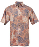 Abstract Hibiscus Mens Hawaiian Aloha Shirt in Coral
