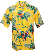 Tropical Birds Mens Hawaiian Aloha Shirt in Yellow