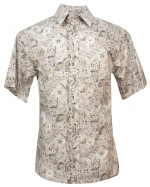 Mini Pineapple Reversed Print Mens Hawaiian Shirt in Grey