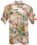 Woody Mens Hawaiian Aloha Shirt in Coral
