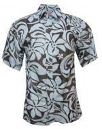 Papeete Reversed Print Mens Hawaiian Shirt in Black