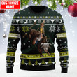  Personalized Name Bull Riding Green Knitted Sweater