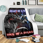Dragon heart of a wolf, soul of a dragon fleece blanket XT