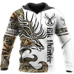 Beautiful Elk Huntaholic Half Camouflage in Forest - 3D All Over Printed Style for Men and Women