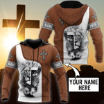 Jesus Christ Cross and Lion Personalized Name 3D Printed Hoodie, T-Shirt for Men and Women