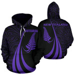 New Zealand Maori Silver Fern Zip-Up Hoodie Purple PL146 - Amaze Style™-Apparel