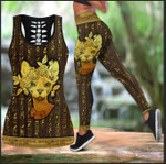 Sphynx Cat in a rose tattoos combo outfit legging + hollow tank for women PL