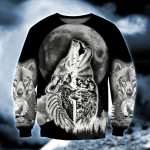 Wolf Spirit Tattoo Style 3D All Over Printed Sweatshirt by SUN QB05302002