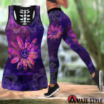 Hippie Peace Flower Combo Legging + Tank Limited by SUN  SU250303 - Amaze Style™-Apparel