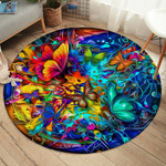 Tmarc Tee Buttefly Circle 3D All Over Printed Rug