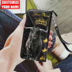  Bull Riding Personalized Name Printed Leather Wallet