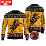  Personalized Name Bull Riding Yellow Knitted Sweater