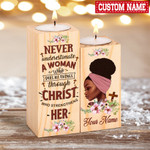 Juneteenth  Customized Name African Girl Candle Holder
