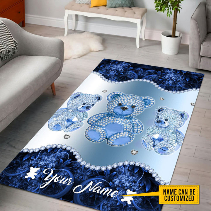  Personalized Teddy Blue Color Rug